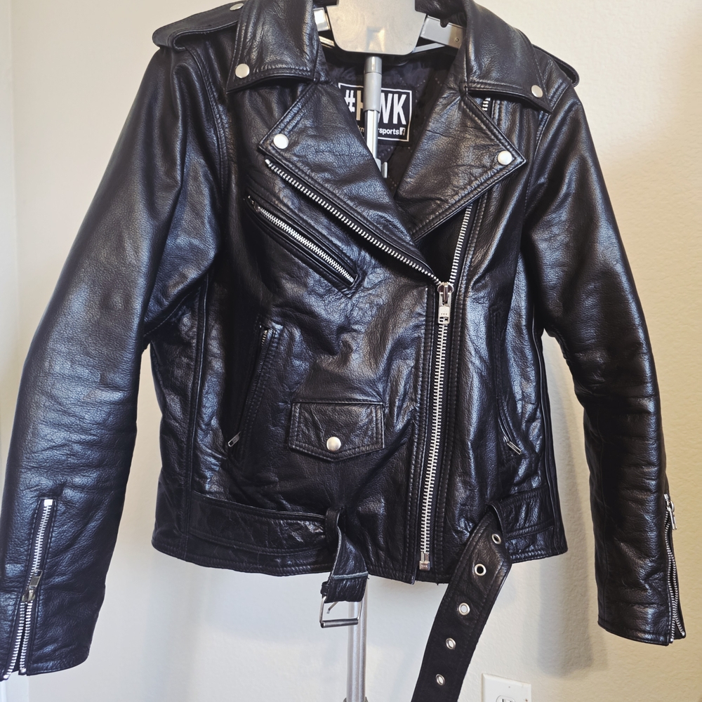 Women's Black Leather Biker Jacket